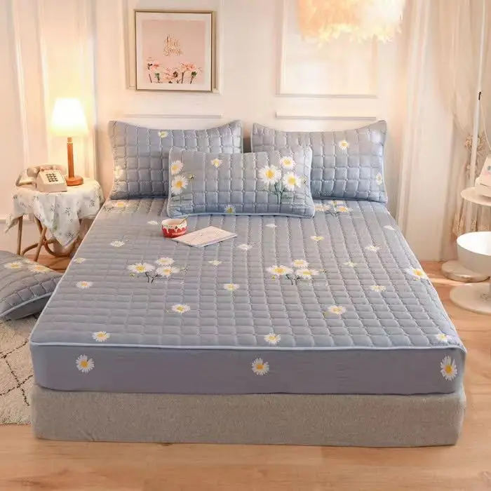 Quilted Bed Cover Single-piece Thickened Bed Sheet Four Seasons Bedspread Mattress Protector Dustproof Bedspread Bed Cover Full Enclosure