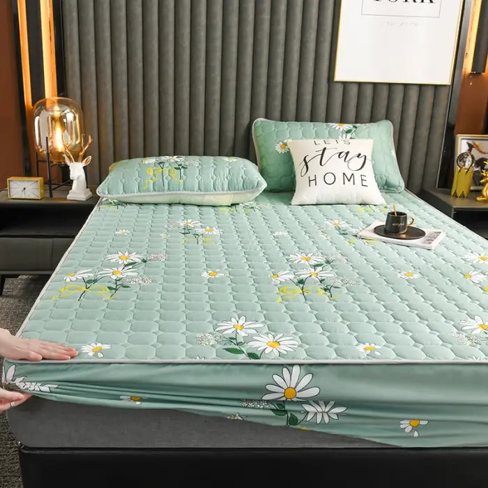 Quilted Bed Cover Single-piece Thickened Bed Sheet Four Seasons Bedspread Mattress Protector Dustproof Bedspread Bed Cover Full Enclosure