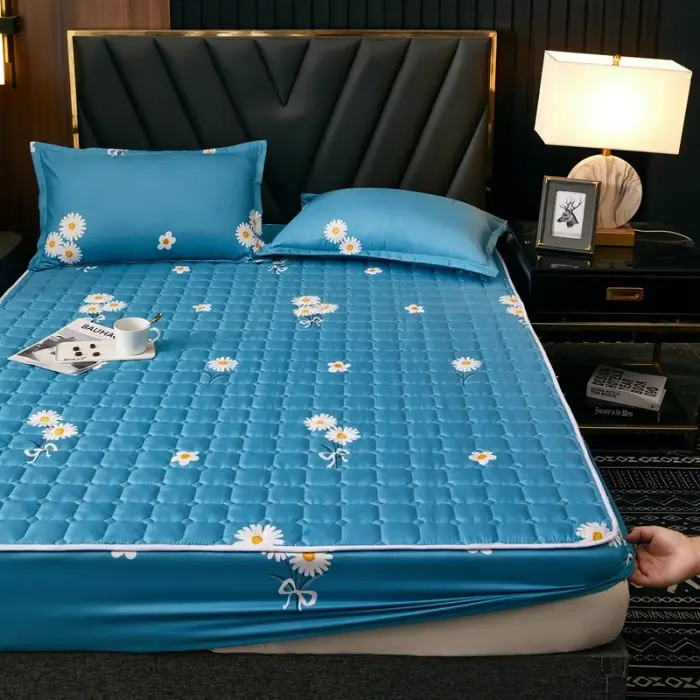Quilted Bed Cover Single-piece Thickened Bed Sheet Four Seasons Bedspread Mattress Protector Dustproof Bedspread Bed Cover Full Enclosure