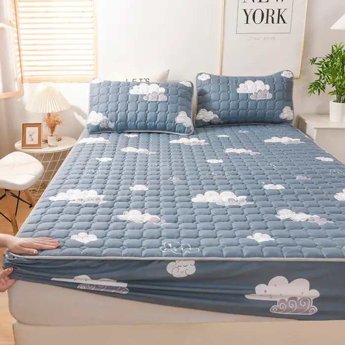Quilted Bed Cover Single-piece Thickened Bed Sheet Four Seasons Bedspread Mattress Protector Dustproof Bedspread Bed Cover Full Enclosure