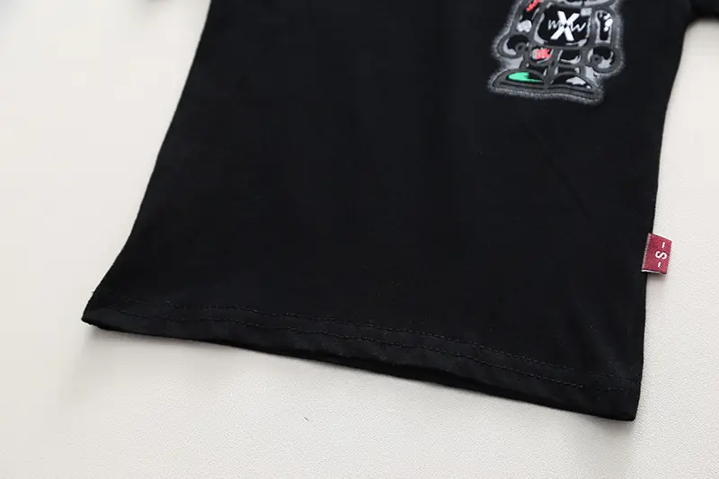 Kids Cotton T-Shirt Shorts Set Black Blue Cartoon Print — feature 15