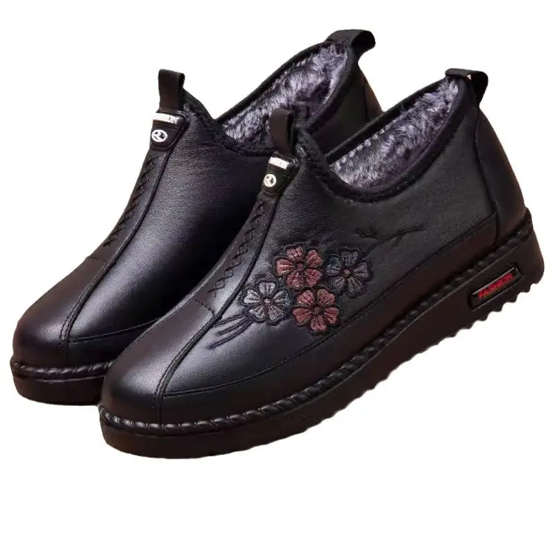 Winter Fleece-Lined Warm Cloth Shoes for Women, Cotton Shoes for Middle-Aged and Elderly Mothers, Soft-Soled Non-Slip Cotton Boots, Mother's Shoes with Non-Slip Soft Soles - Image 7