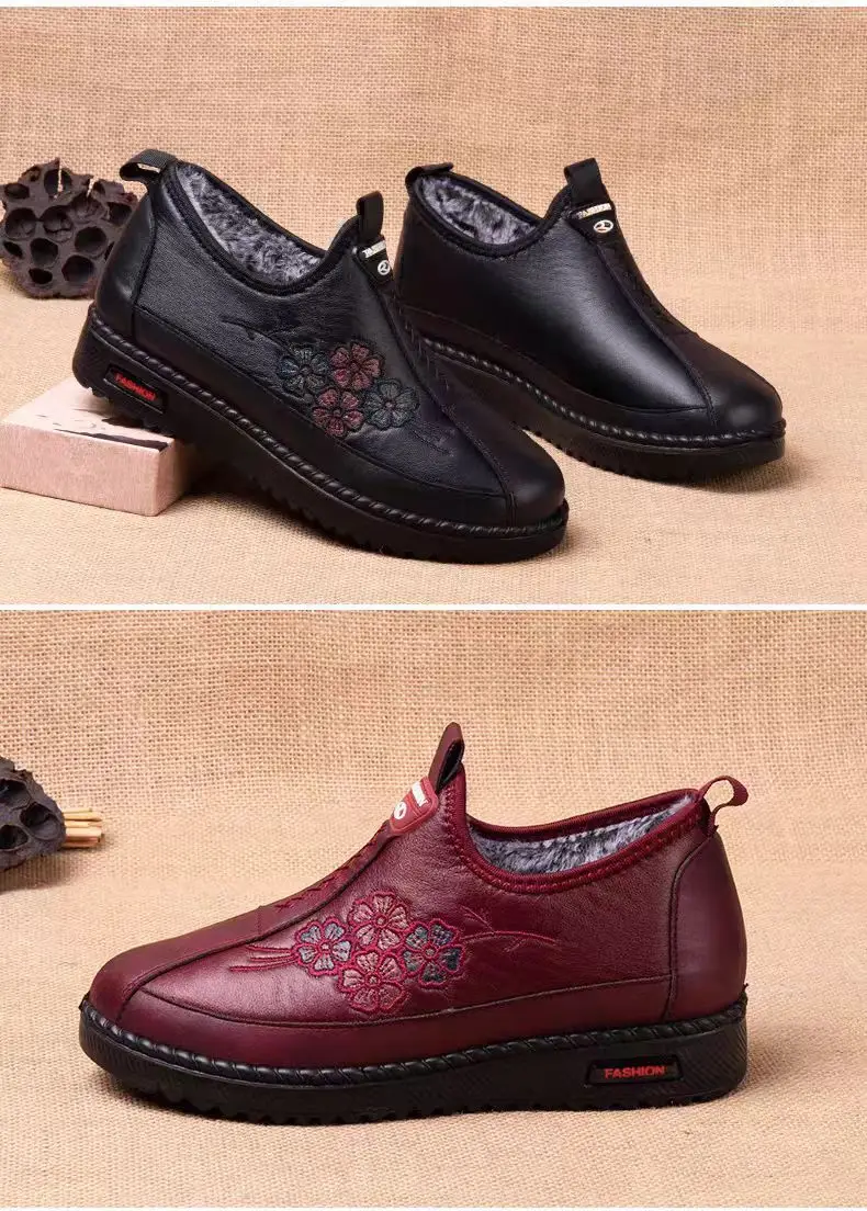 Winter Fleece-Lined Warm Cloth Shoes for Women, Cotton Shoes for Middle-Aged and Elderly Mothers, Soft-Soled Non-Slip Cotton Boots, Mother's Shoes with Non-Slip Soft Soles — feature 5