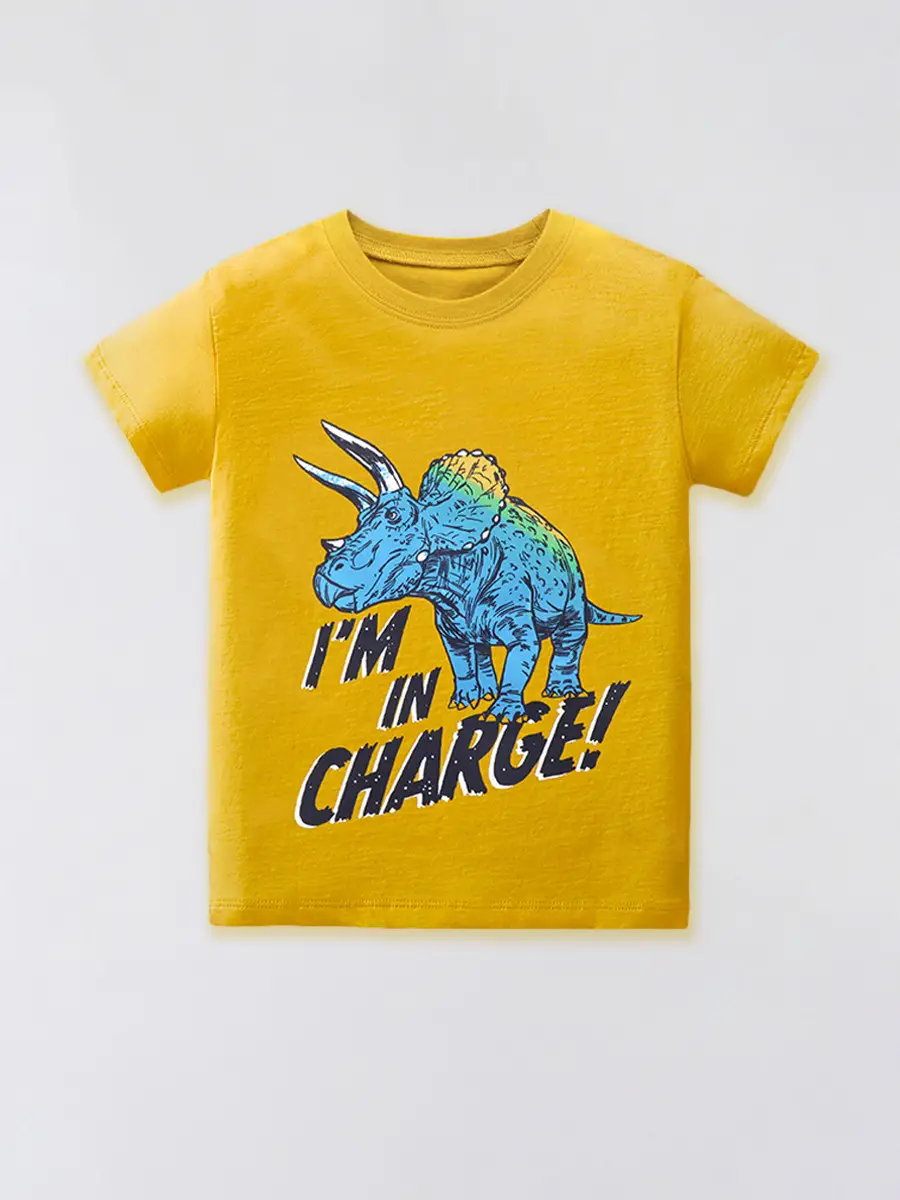 2025 Kids Cotton T-Shirt Yellow Short Sleeve - Image 6