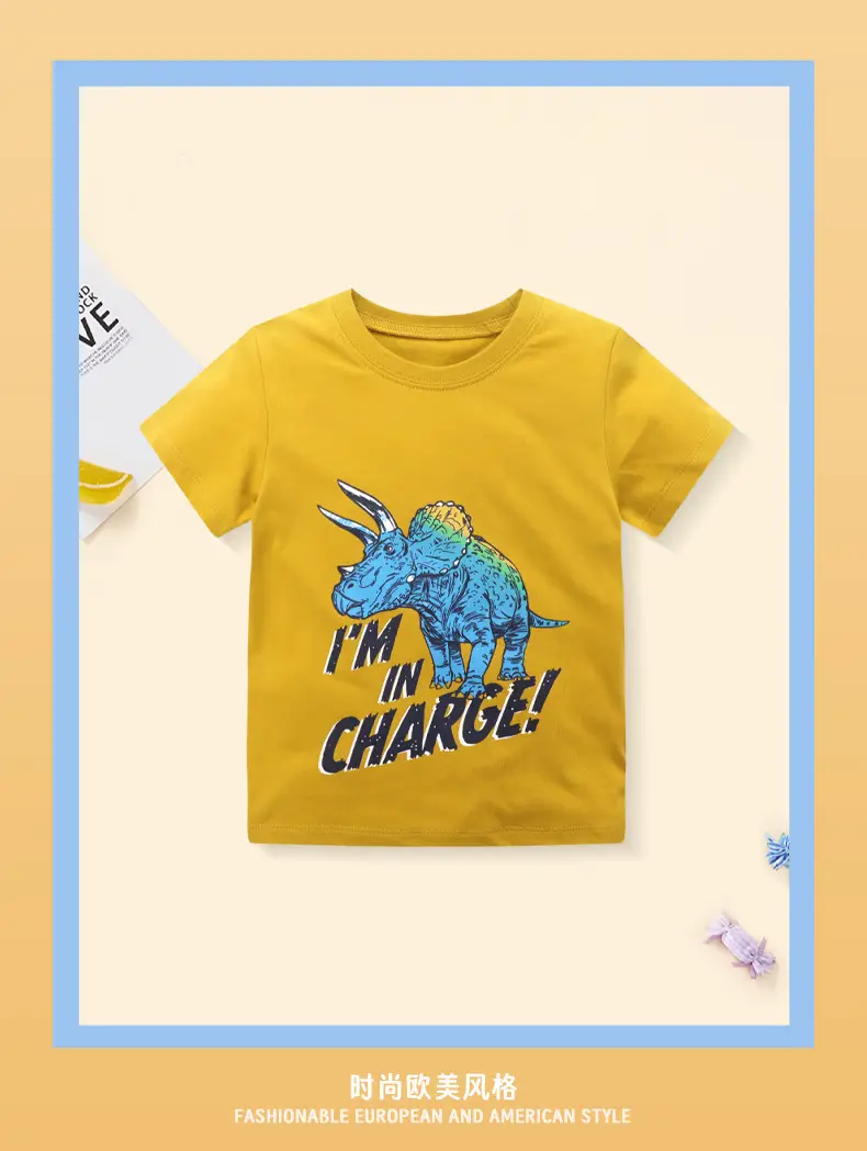 2025 Kids Cotton T-Shirt Yellow Short Sleeve — feature 3