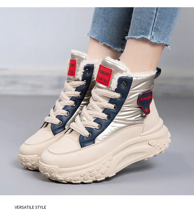 2025 New Winter High-Top Thick-Soled Snow Boots with Plush Lining, Thickened Non-Slip Cotton Shoes, Height-Increasing Warm Women's Dad Shoes — feature 15