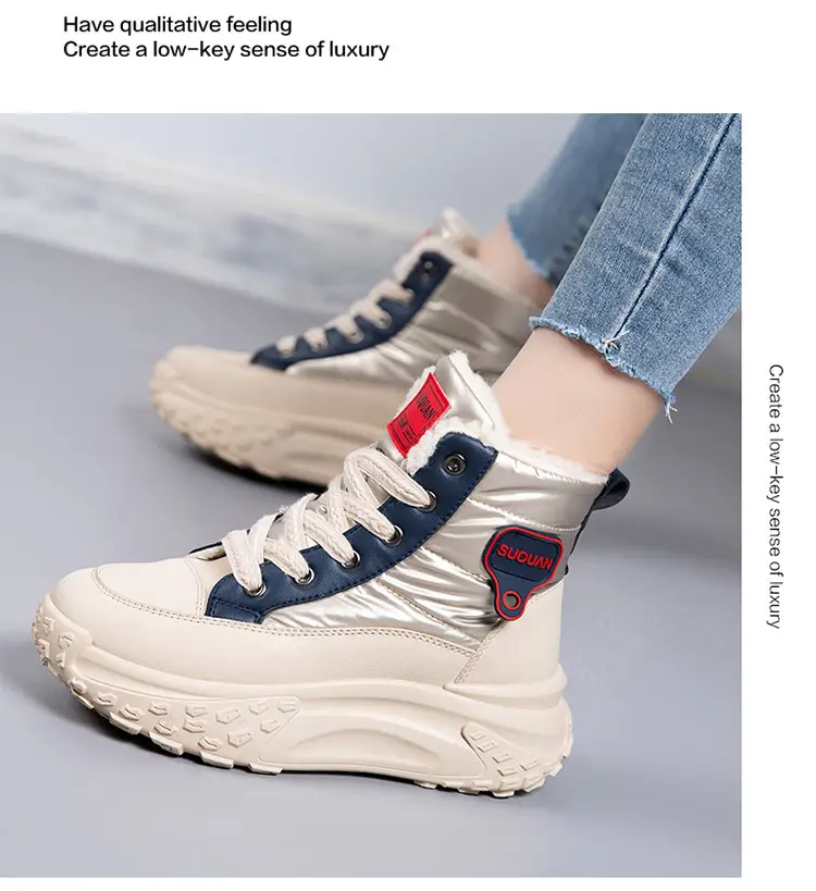 2025 New Winter High-Top Thick-Soled Snow Boots with Plush Lining, Thickened Non-Slip Cotton Shoes, Height-Increasing Warm Women's Dad Shoes — feature 16