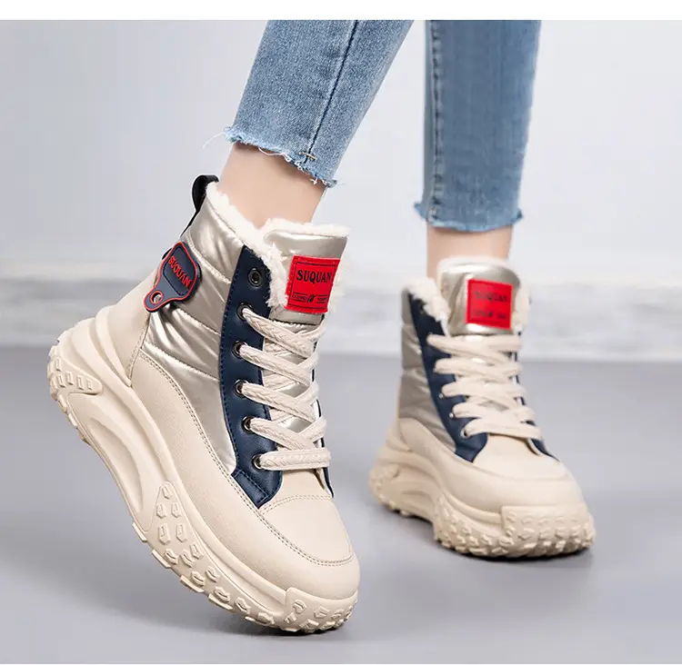 2025 New Winter High-Top Thick-Soled Snow Boots with Plush Lining, Thickened Non-Slip Cotton Shoes, Height-Increasing Warm Women's Dad Shoes — feature 17