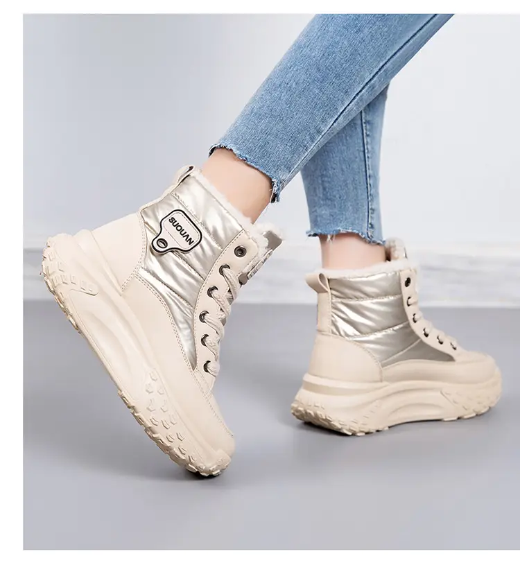 2025 New Winter High-Top Thick-Soled Snow Boots with Plush Lining, Thickened Non-Slip Cotton Shoes, Height-Increasing Warm Women's Dad Shoes — feature 20