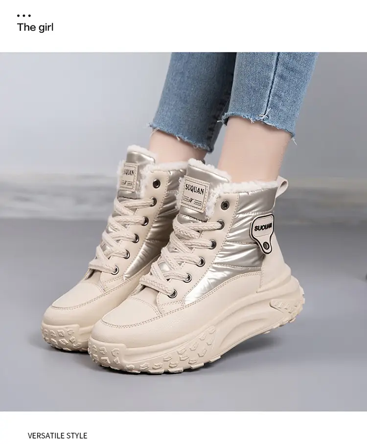 2025 New Winter High-Top Thick-Soled Snow Boots with Plush Lining, Thickened Non-Slip Cotton Shoes, Height-Increasing Warm Women's Dad Shoes — feature 21