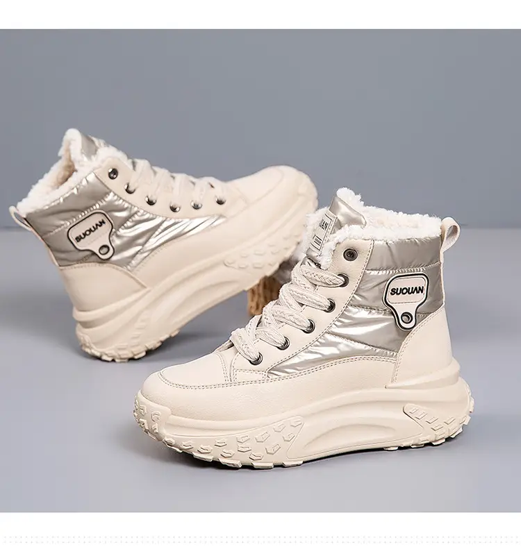 2025 New Winter High-Top Thick-Soled Snow Boots with Plush Lining, Thickened Non-Slip Cotton Shoes, Height-Increasing Warm Women's Dad Shoes — feature 6