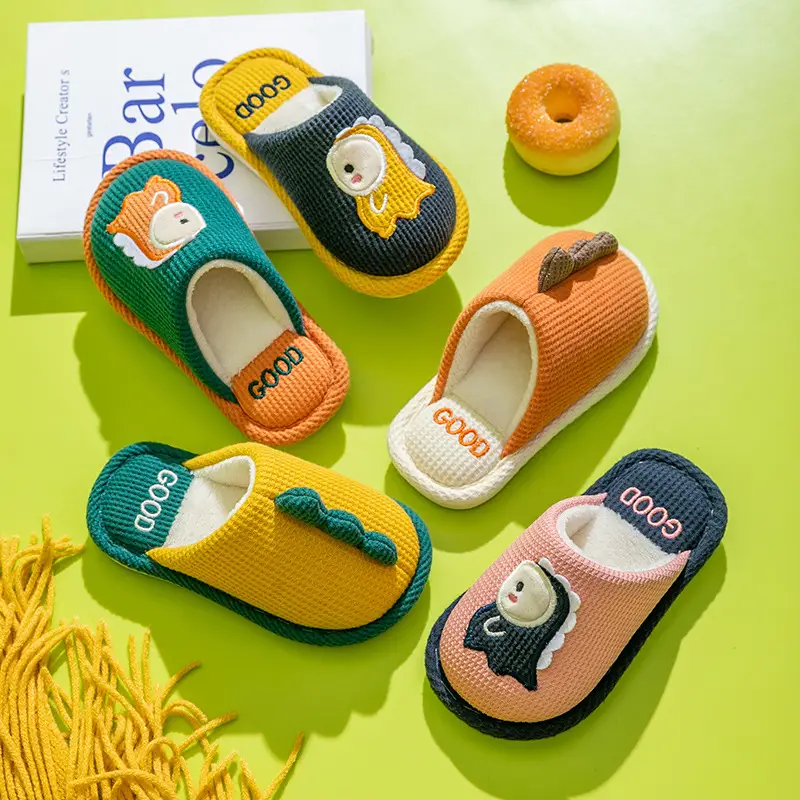 Children's Linen Slippers Home Parent-Child Slippers Cute Cotton Linen Home Floor Slippers Non-Slip Sweat-proof Cotton Slippers