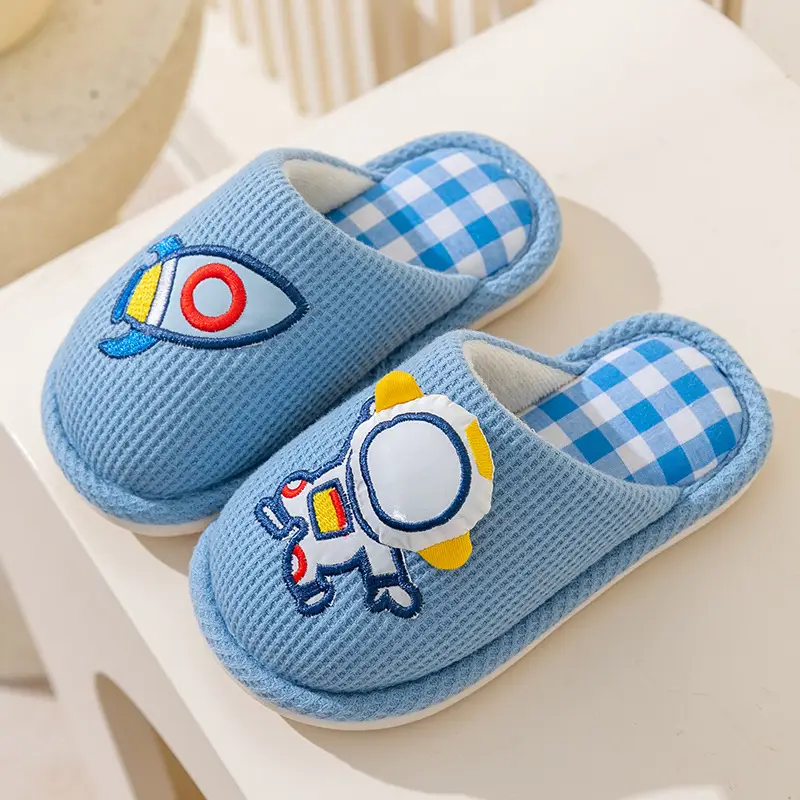 Children's Linen Slippers Home Parent-Child Slippers Cute Cotton Linen Home Floor Slippers Non-Slip Sweat-proof Cotton Slippers
