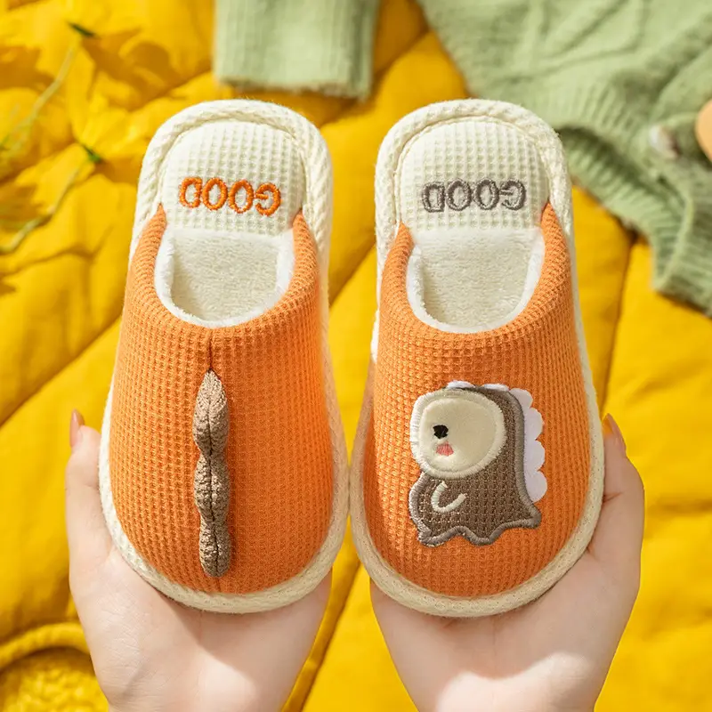 Children's Linen Slippers Home Parent-Child Slippers Cute Cotton Linen Home Floor Slippers Non-Slip Sweat-proof Cotton Slippers