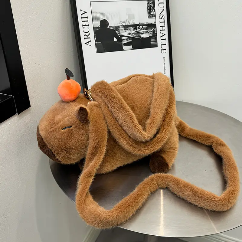 Plush Bear Capybara Bag Brown Single Shoulder - Image 3