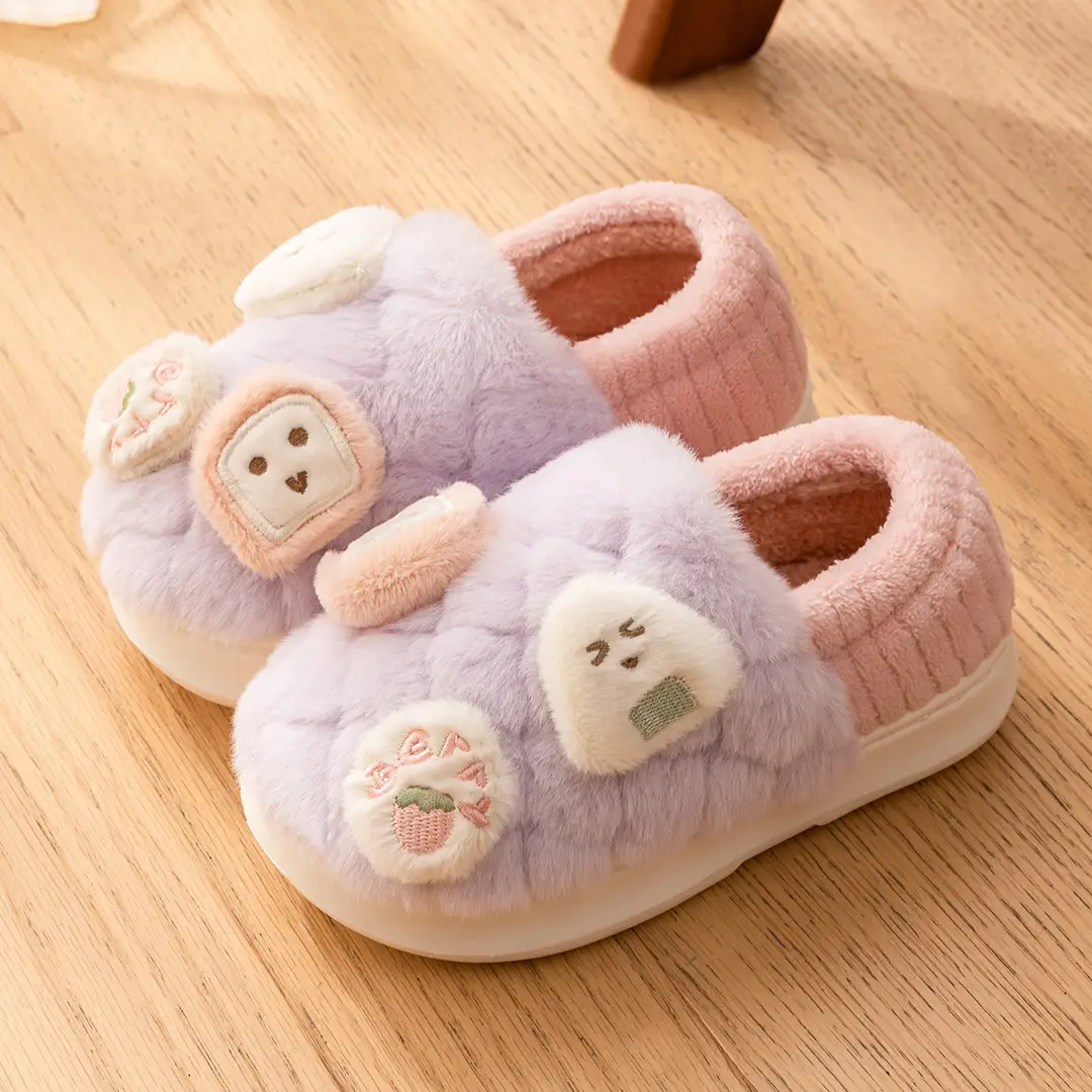 Lidani Children's Cotton Slippers for Girls, Winter 2025 New Model, Indoor Home Plush-Lined Closed-Back Parent-Child Cotton Shoes for Boys