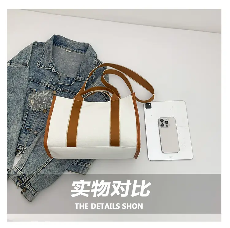 Autumn Canvas Shoulder Bag Large Capacity Korean Style — feature 7