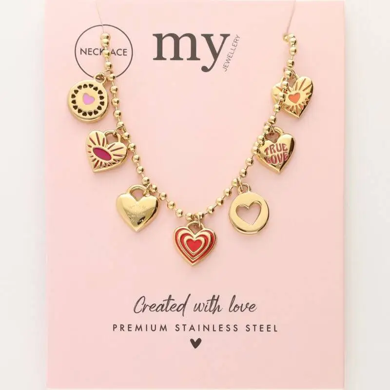 Golden Heart-shaped DIY Pendant Necklace with Geometric Design - Image 27
