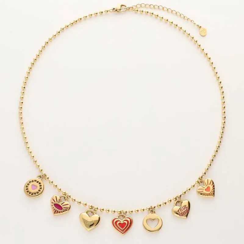 Golden Heart-shaped DIY Pendant Necklace with Geometric Design - Image 30
