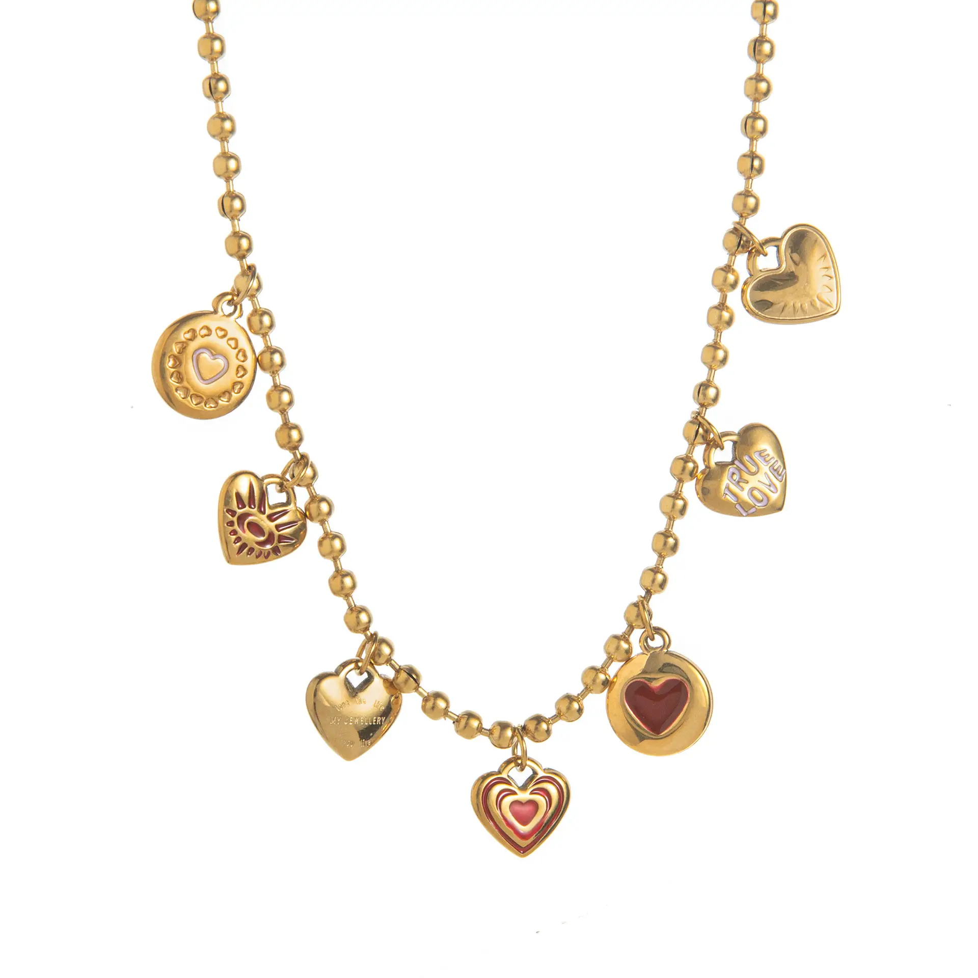 Golden Heart-shaped DIY Pendant Necklace with Geometric Design - Image 13