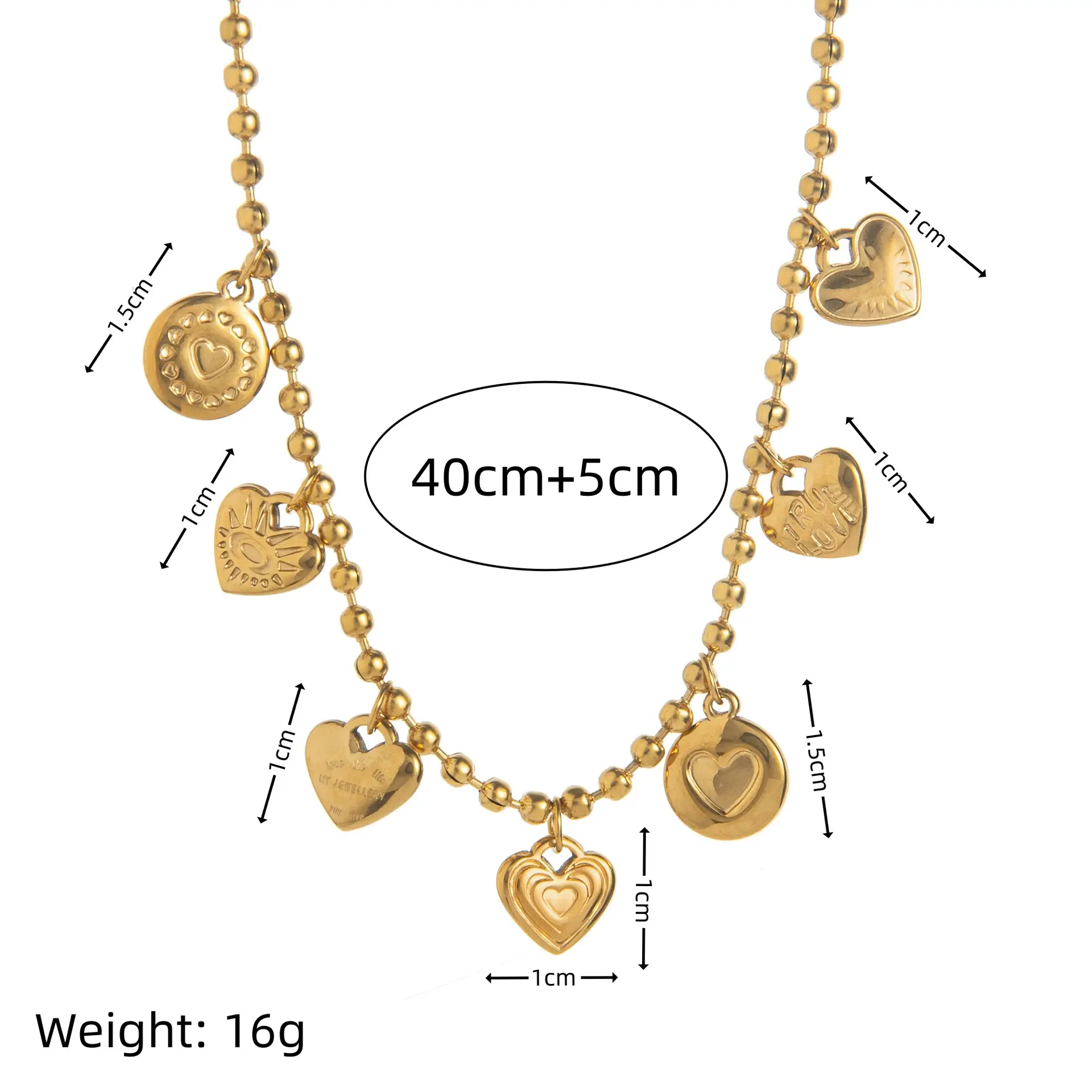 Golden Heart-shaped DIY Pendant Necklace with Geometric Design - Image 14