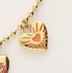 Golden Heart-shaped DIY Pendant Necklace with Geometric Design - Image 6