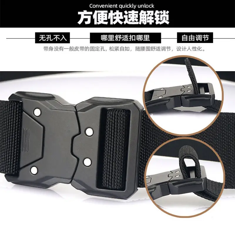 New Men's Green Nylon Tactical Belt Quick Release Buckle - Image 5