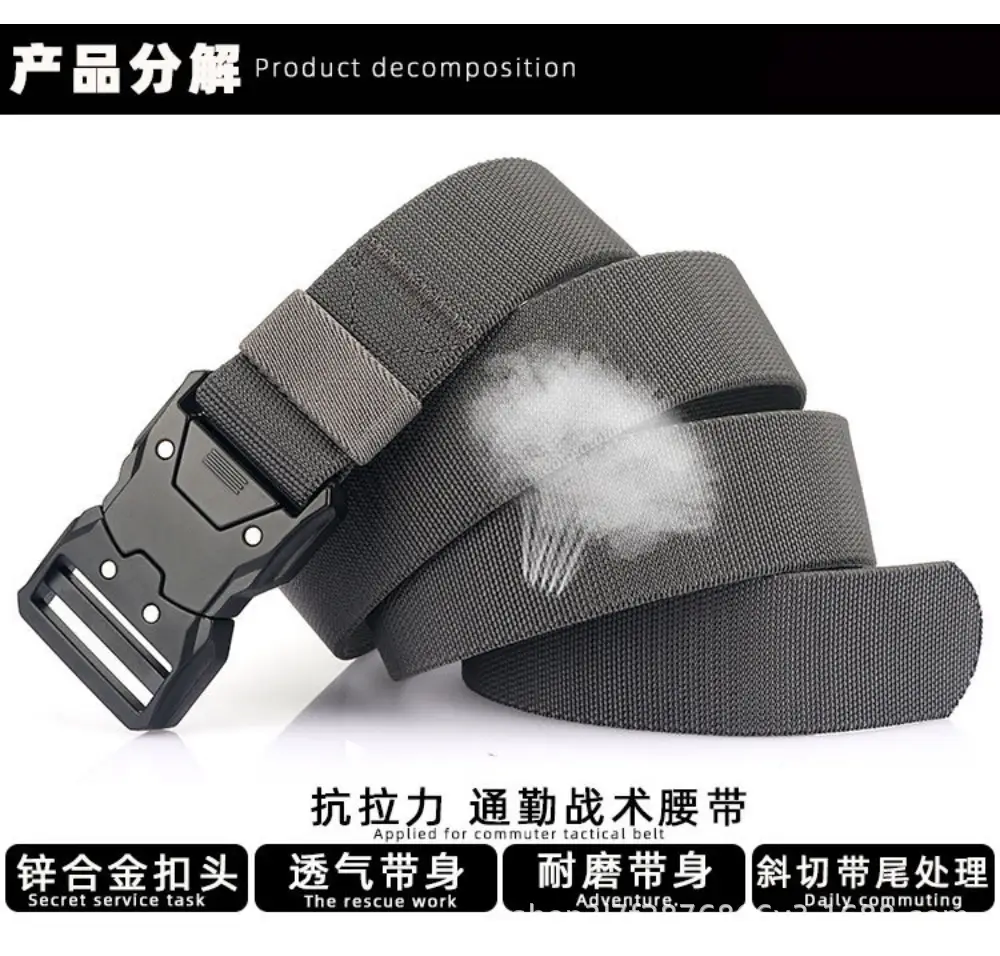 New Men's Green Nylon Tactical Belt Quick Release Buckle — feature 14