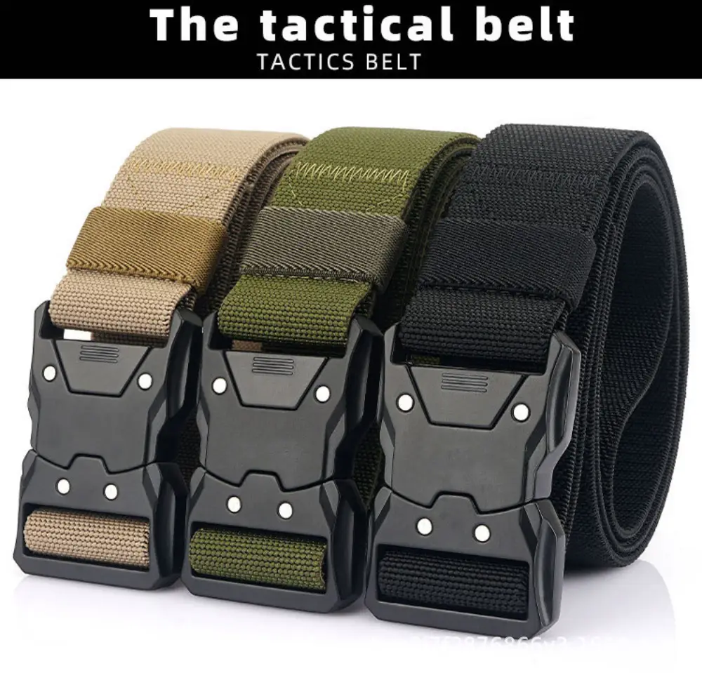 New Men's Green Nylon Tactical Belt Quick Release Buckle — feature 4