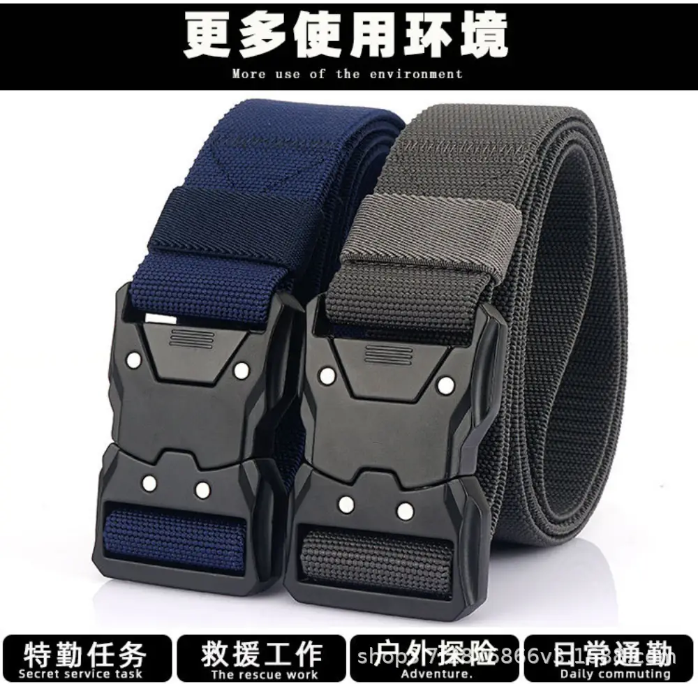 New Men's Green Nylon Tactical Belt Quick Release Buckle — feature 5