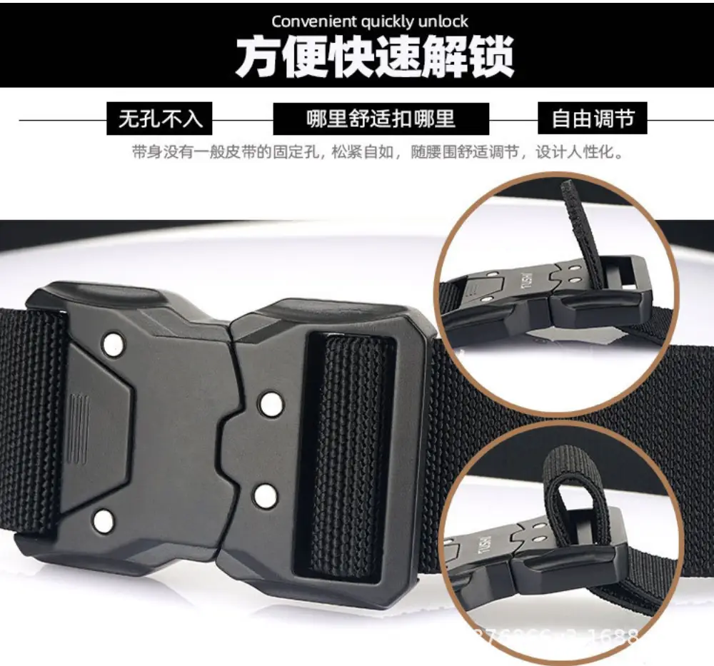 New Men's Green Nylon Tactical Belt Quick Release Buckle — feature 6