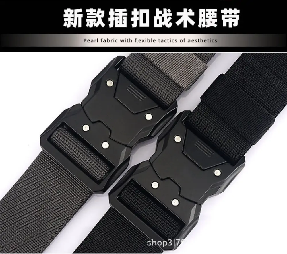 New Men's Green Nylon Tactical Belt Quick Release Buckle — feature 7