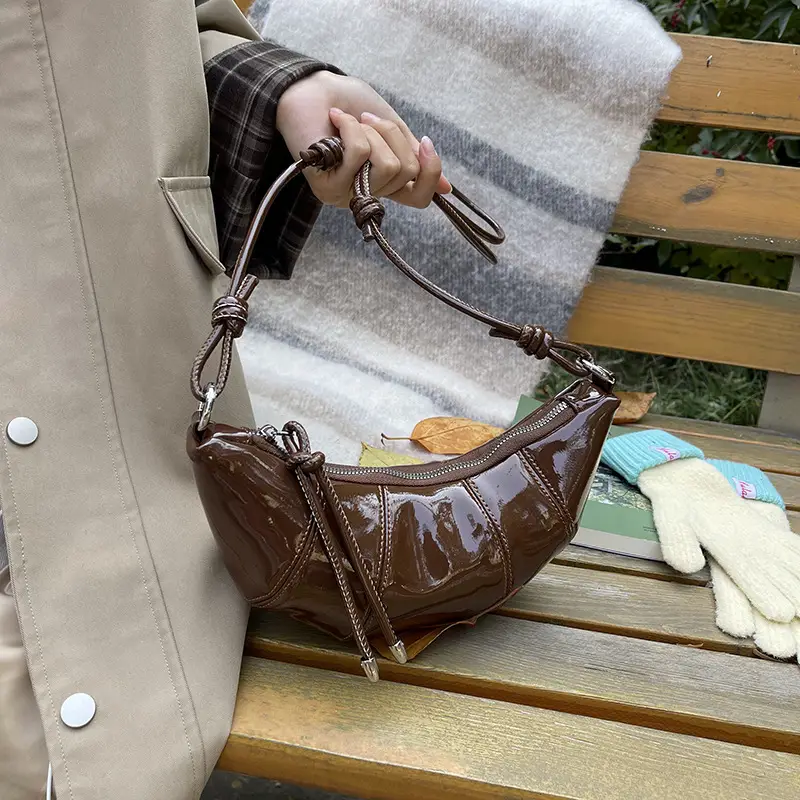 Women's Crossbody Bag Brown Patent 2025 Winter - Image 5
