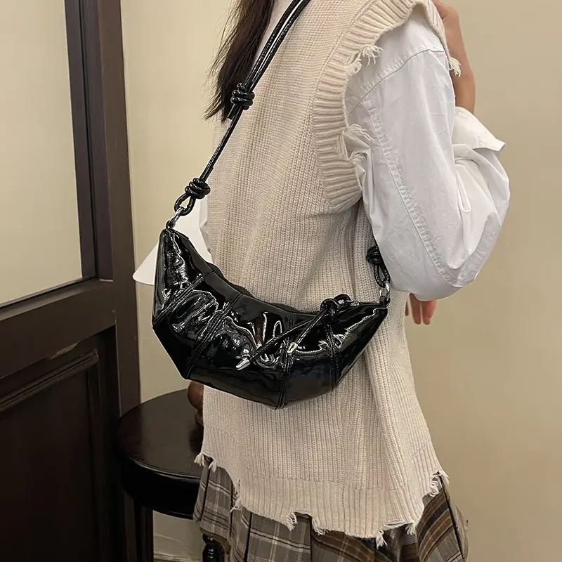 Women's Crossbody Bag Brown Patent 2025 Winter - Image 8
