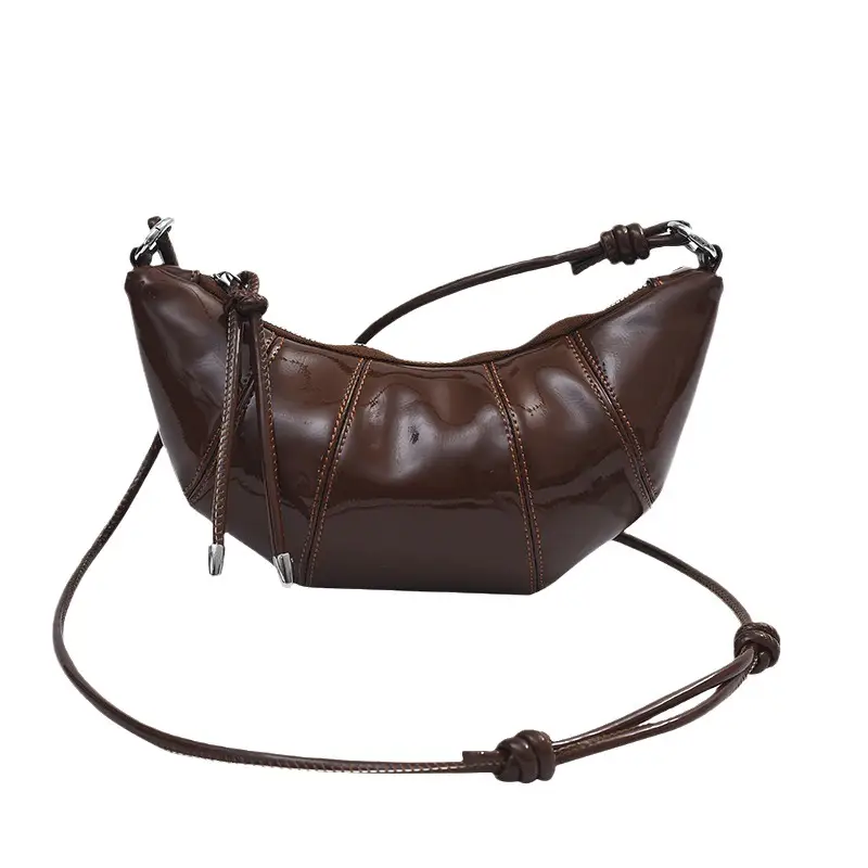 Women's Crossbody Bag Brown Patent 2025 Winter - Image 9