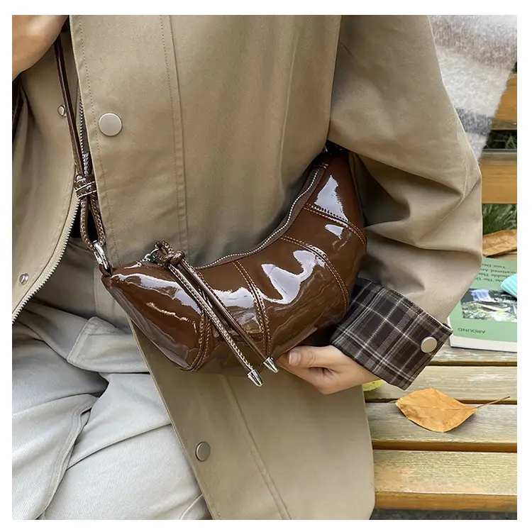 Women's Crossbody Bag Brown Patent 2025 Winter — feature 10