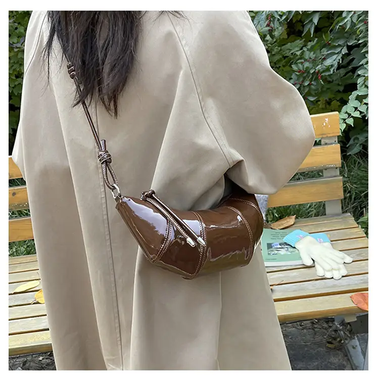 Women's Crossbody Bag Brown Patent 2025 Winter — feature 13