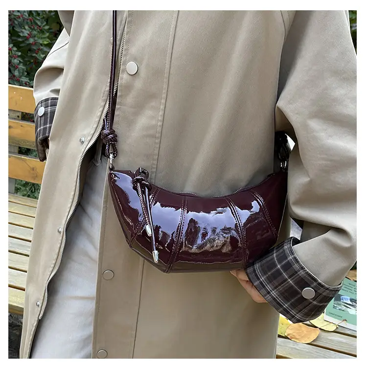 Women's Crossbody Bag Brown Patent 2025 Winter — feature 17