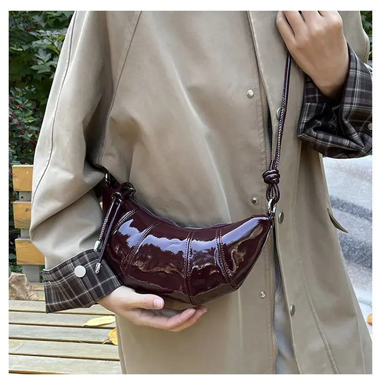 Women's Crossbody Bag Brown Patent 2025 Winter — feature 19