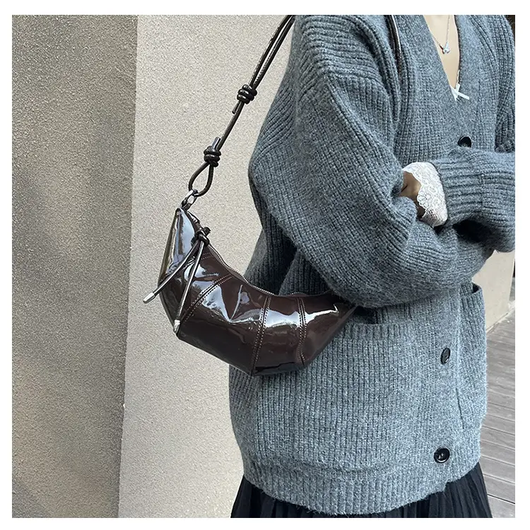 Women's Crossbody Bag Brown Patent 2025 Winter — feature 25
