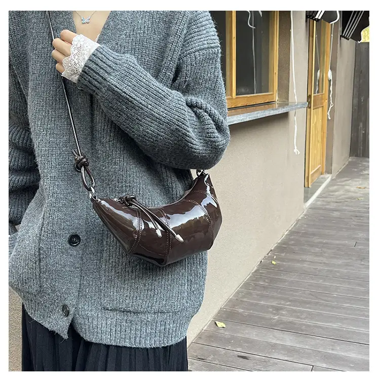 Women's Crossbody Bag Brown Patent 2025 Winter — feature 27