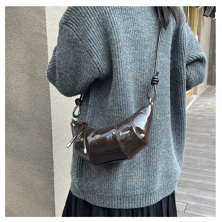 Women's Crossbody Bag Brown Patent 2025 Winter — feature 29