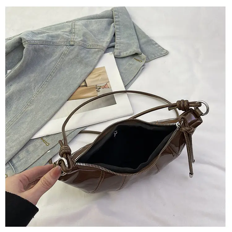 Women's Crossbody Bag Brown Patent 2025 Winter — feature 30