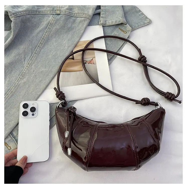 Women's Crossbody Bag Brown Patent 2025 Winter — feature 31