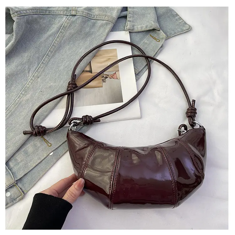 Women's Crossbody Bag Brown Patent 2025 Winter — feature 32