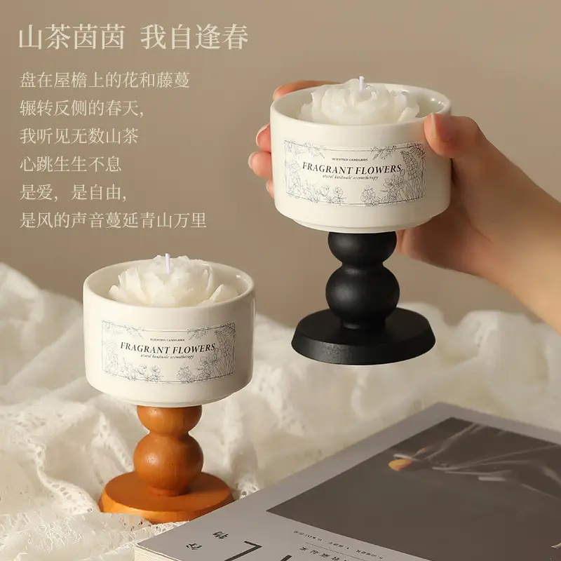 Camellia Soy Wax Scented Candle Gift Box Birthday Wedding Souvenir High-End Long-Lasting Fragrance Wholesale Customization
