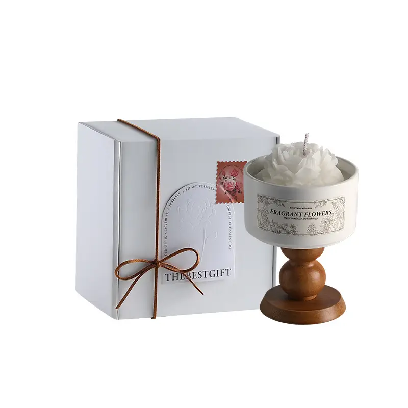 Camellia Soy Wax Scented Candle Gift Box Birthday Wedding Souvenir High-End Long-Lasting Fragrance Wholesale Customization