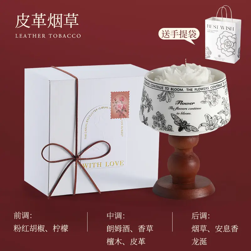 Camellia Soy Wax Scented Candle Gift Box Birthday Wedding Souvenir High-End Long-Lasting Fragrance Wholesale Customization