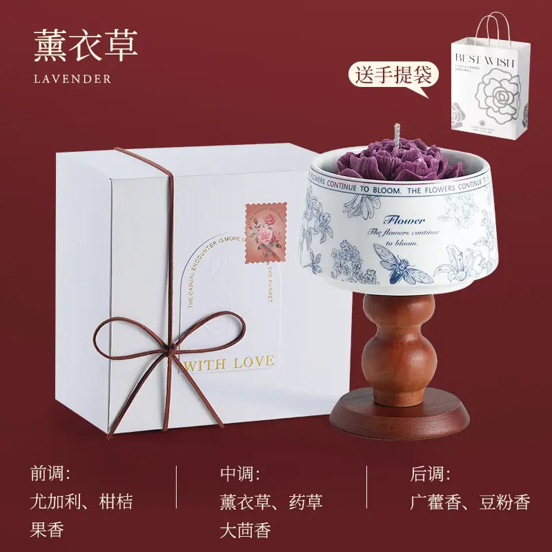 Camellia Soy Wax Scented Candle Gift Box Birthday Wedding Souvenir High-End Long-Lasting Fragrance Wholesale Customization