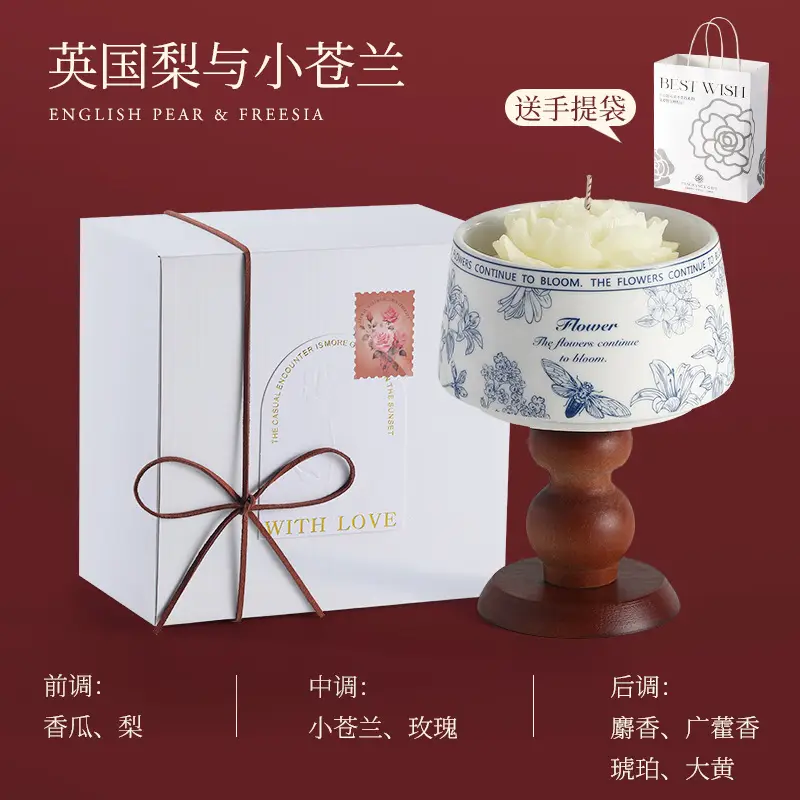 Camellia Soy Wax Scented Candle Gift Box Birthday Wedding Souvenir High-End Long-Lasting Fragrance Wholesale Customization